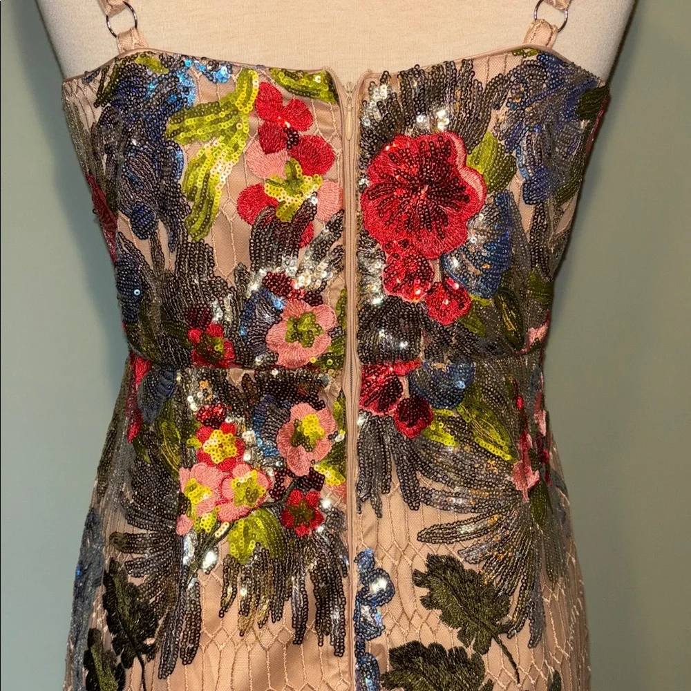 Boston Proper bold Floral Sequin mesh midi Dress Sz 6 - Picture 11 of 16